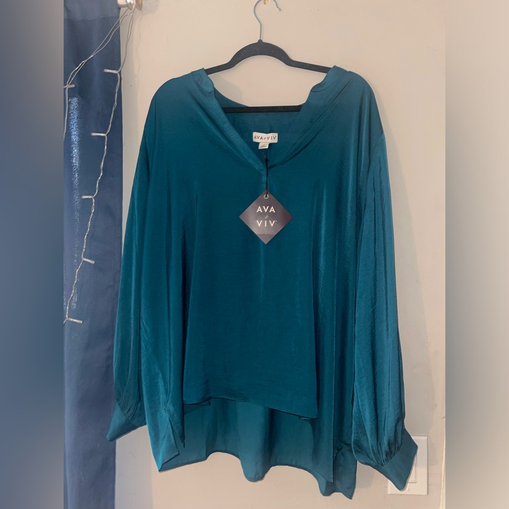 Ava & Viv Dark Teal Blouse